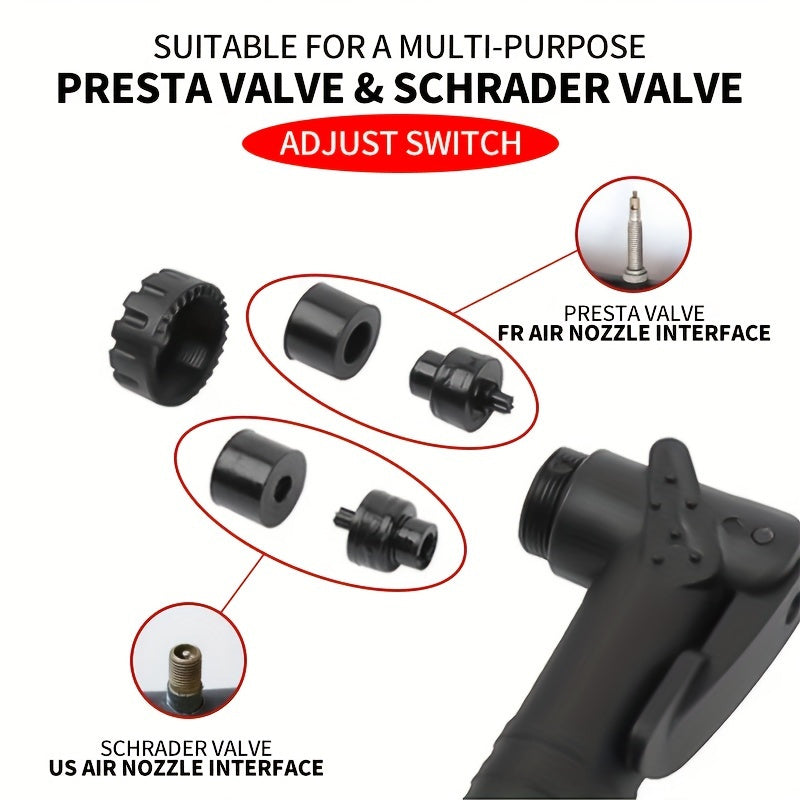 Portable Mini Bike Pump With Bracket, 120 PSI, Dual Valve Compatible With Presta & Schrader, Lightweight, Easy To Install, Bicycle Hand Pump For Road & Mountain Bikes