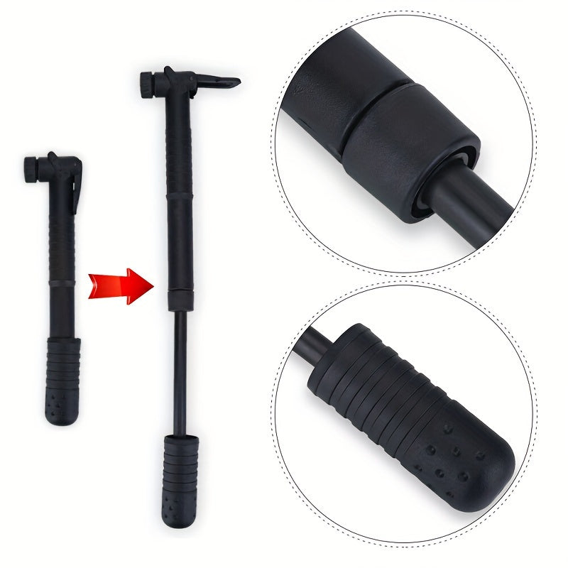 Portable Mini Bike Pump With Bracket, 120 PSI, Dual Valve Compatible With Presta & Schrader, Lightweight, Easy To Install, Bicycle Hand Pump For Road & Mountain Bikes