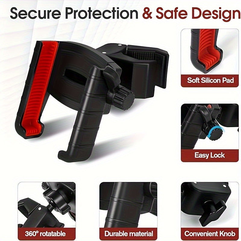 360° Free Rotation Universal Golf Cart Phone Holder - Suitable for Electric Bikes, Motorcycles, and Square Poles - ABS Material - Perfect for a Worry-Free Golf Journey