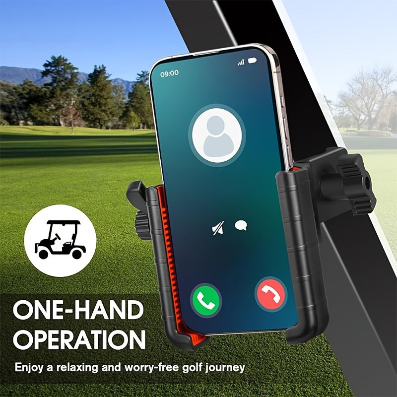 360° Free Rotation Universal Golf Cart Phone Holder - Suitable for Electric Bikes, Motorcycles, and Square Poles - ABS Material - Perfect for a Worry-Free Golf Journey