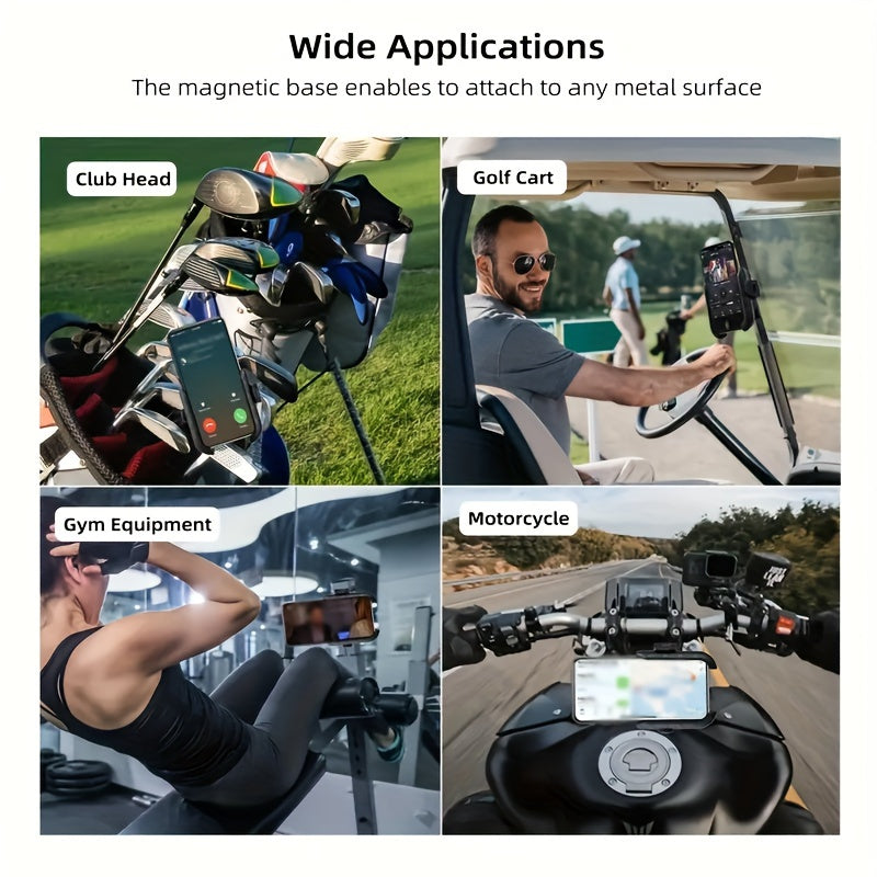 360° Free Rotation Universal Golf Cart Phone Holder - Suitable for Electric Bikes, Motorcycles, and Square Poles - ABS Material - Perfect for a Worry-Free Golf Journey