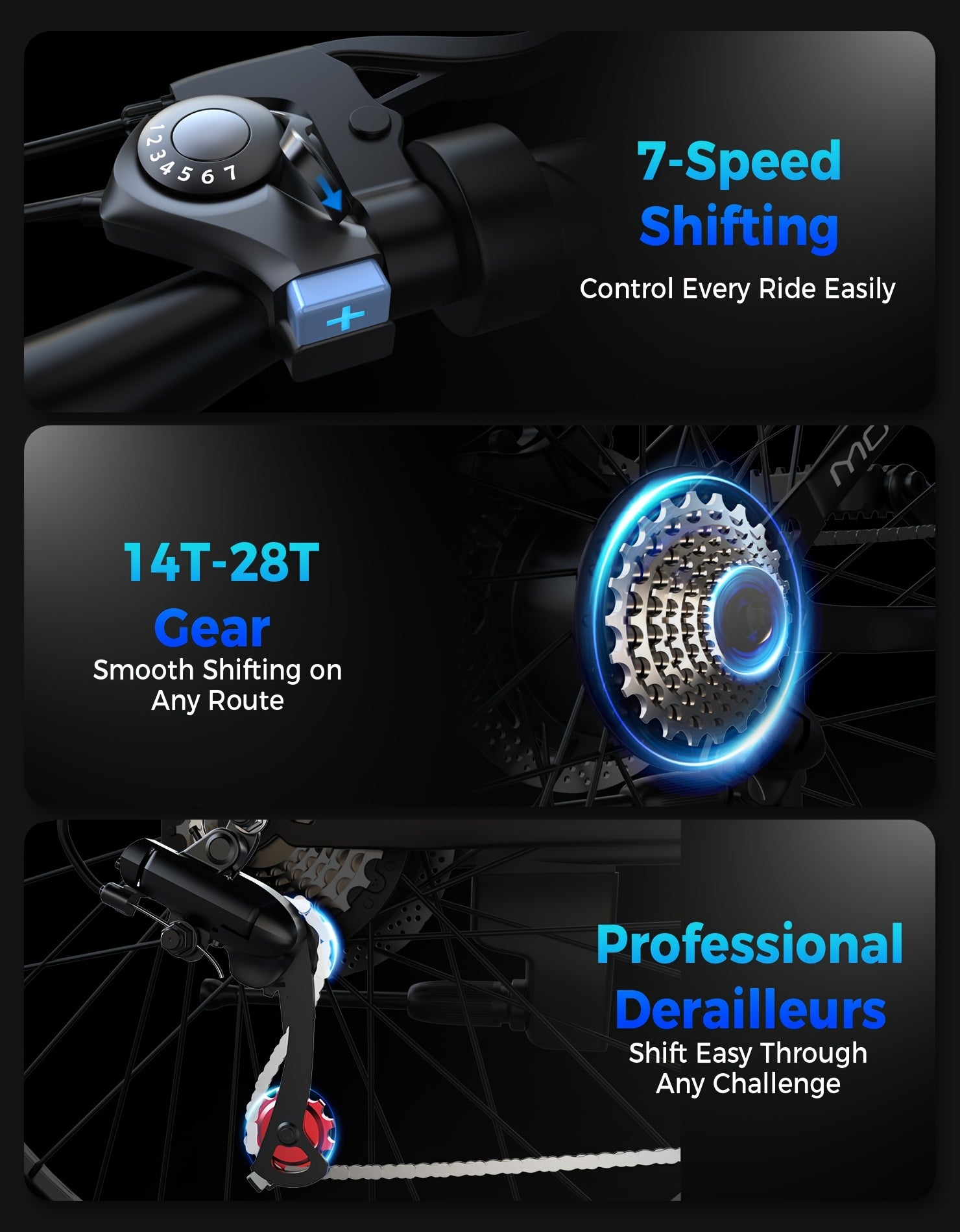 G26 749W/500-750W Peak Motor Electric Bike for Adults - 55-Mile Range 25 MPH Heavy-Duty E-Bike, 26" All-Terrain Tire-like Carbon Wheel, 480Wh Removable Battery, 7-Speed & Front Suspension, White/Black ( Plug) - Ebike for Comm