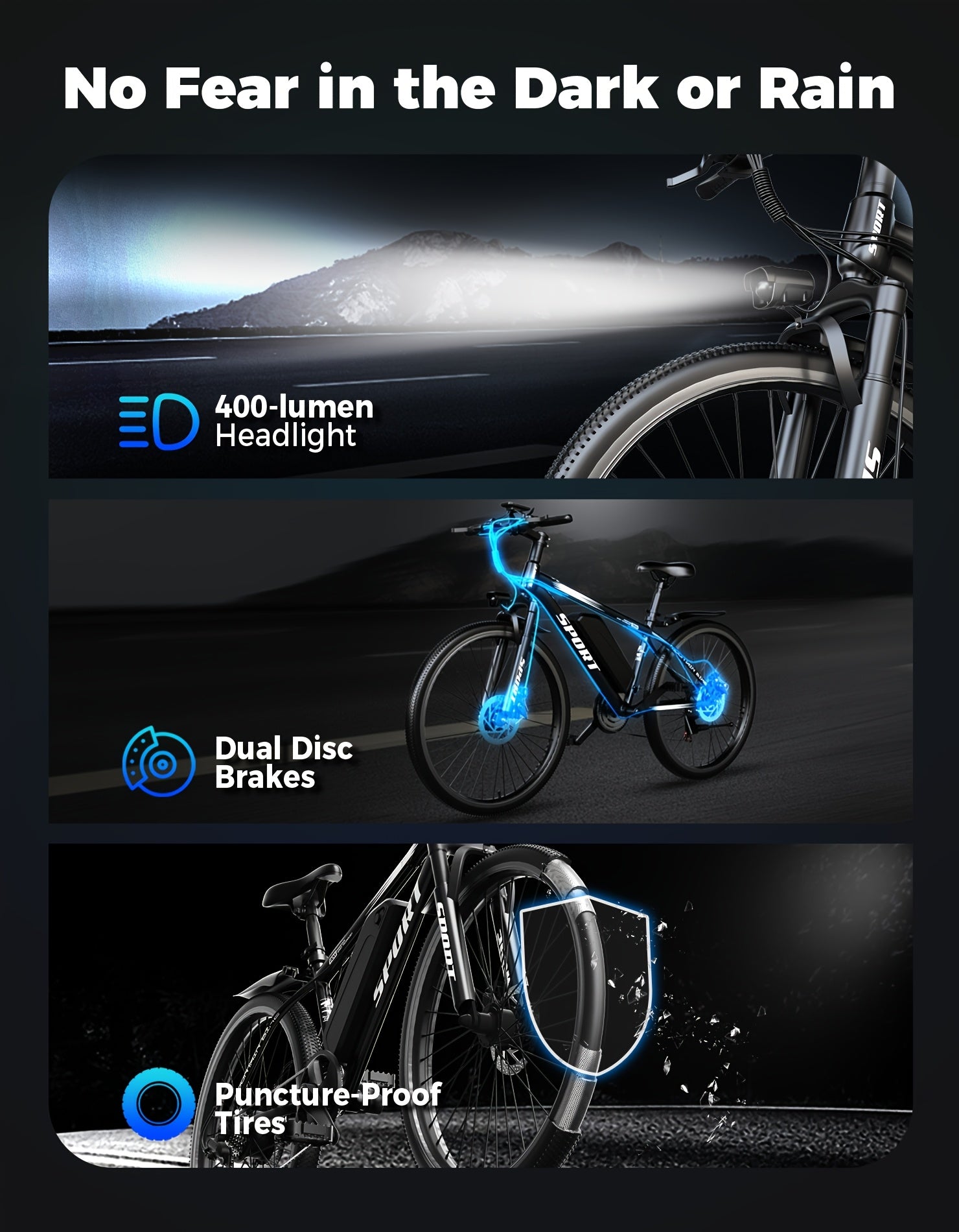 G26 749W/500-750W Peak Motor Electric Bike for Adults - 55-Mile Range 25 MPH Heavy-Duty E-Bike, 26" All-Terrain Tire-like Carbon Wheel, 480Wh Removable Battery, 7-Speed & Front Suspension, White/Black ( Plug) - Ebike for Comm