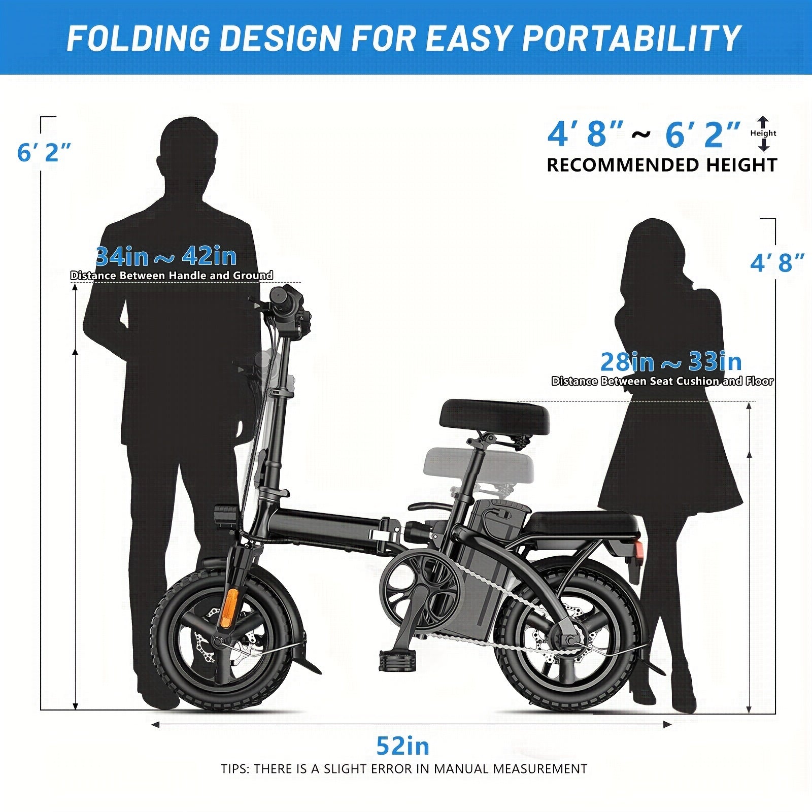 Electric Bike For Adults, Folding Ebike, Electric Bicycle With Removable Battery,