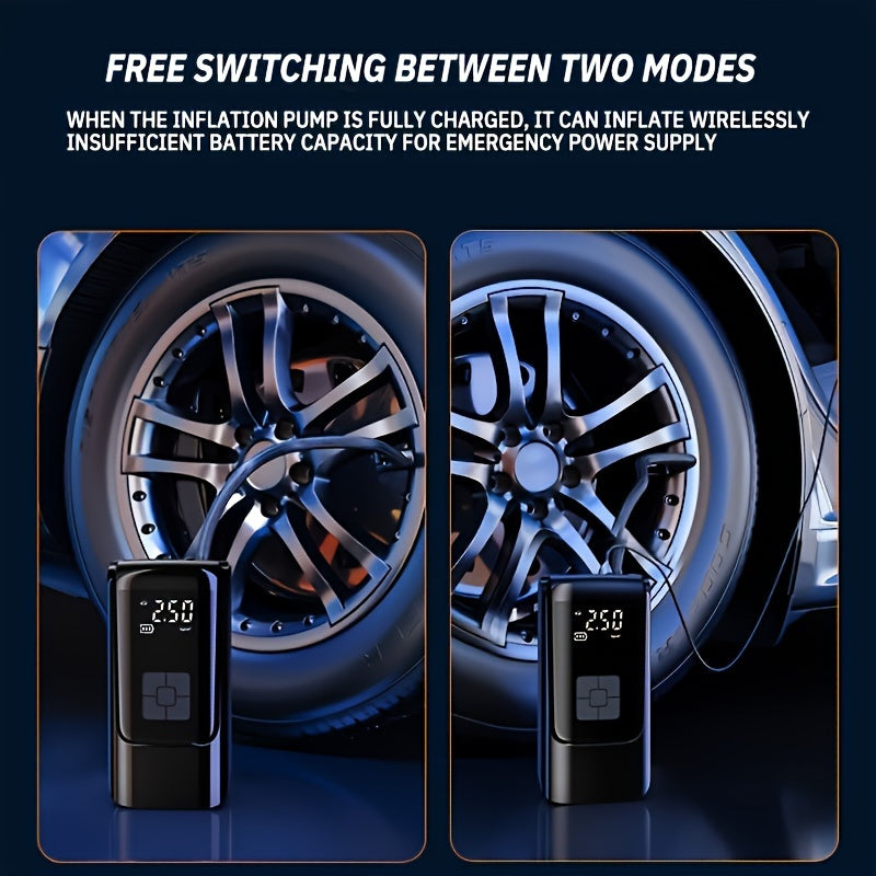 On-The-Go Essential, Versatile Portable Air Pump with LED Light - USB Rechargeable, Ideal for Cars, Motorcycles, Bikes, Sports Balls & Inflatables