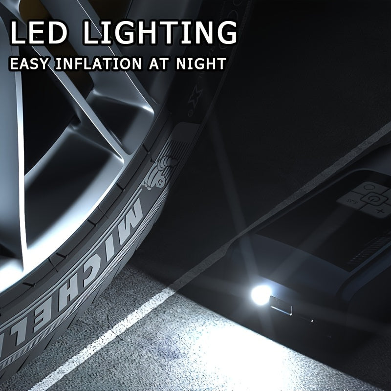 On-The-Go Essential, Versatile Portable Air Pump with LED Light - USB Rechargeable, Ideal for Cars, Motorcycles, Bikes, Sports Balls & Inflatables