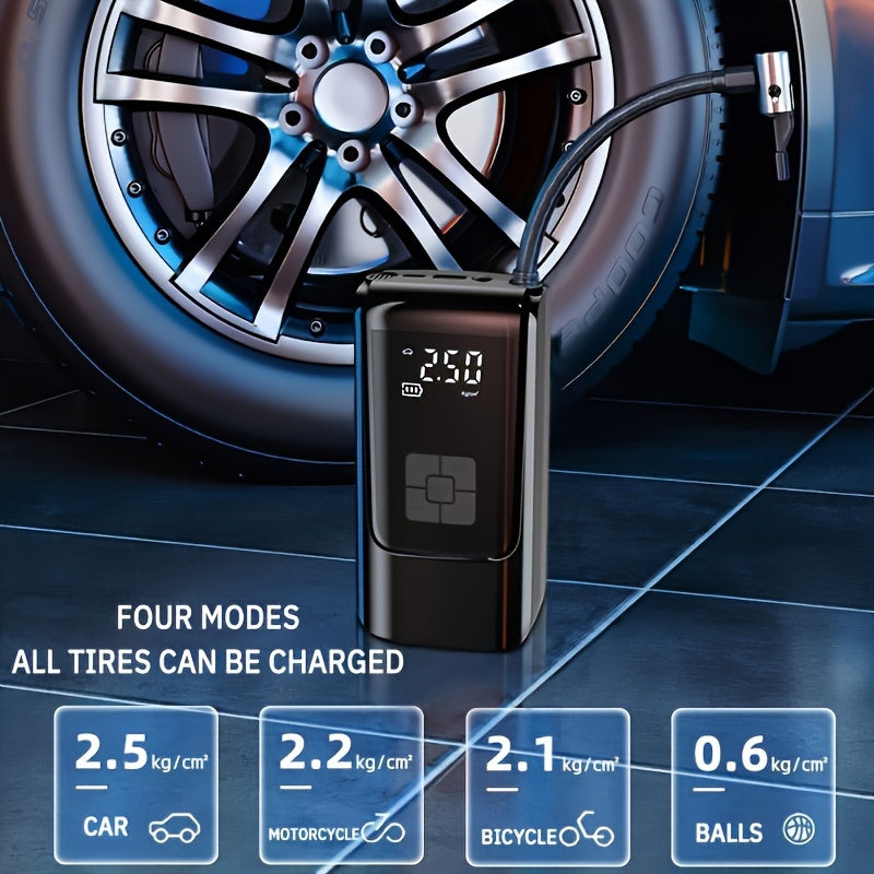 On-The-Go Essential, Versatile Portable Air Pump with LED Light - USB Rechargeable, Ideal for Cars, Motorcycles, Bikes, Sports Balls & Inflatables